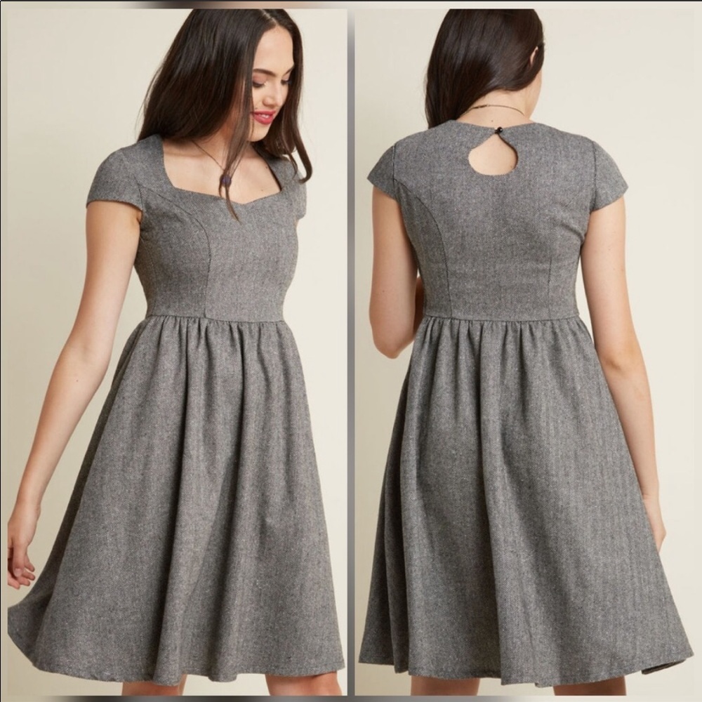 Vintage style gray swing dress